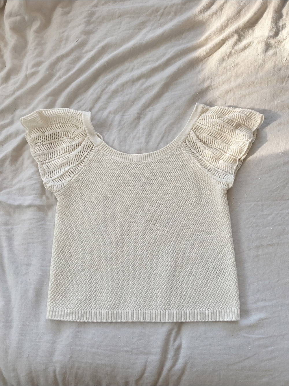 BCX Cream Knit Flutter Sleeve Tank Top